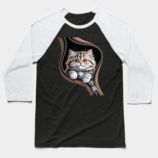 British Longhair Cat Zipper Cats Cute Kitty Lover Gift Baseball T-Shirt